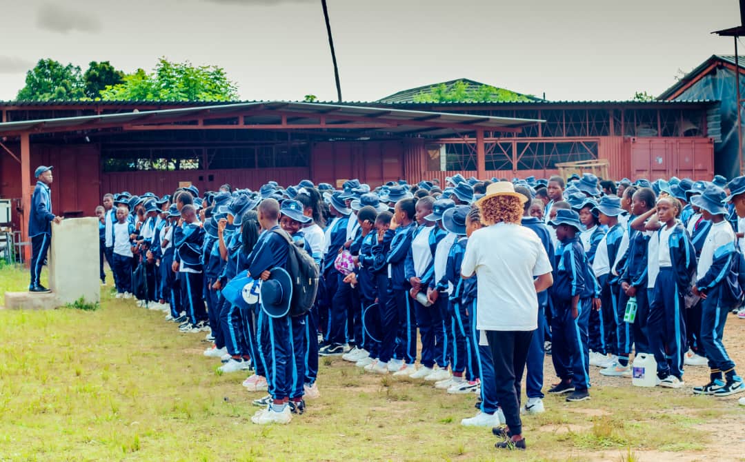 MFM Academy learners gathered in the school courtyard